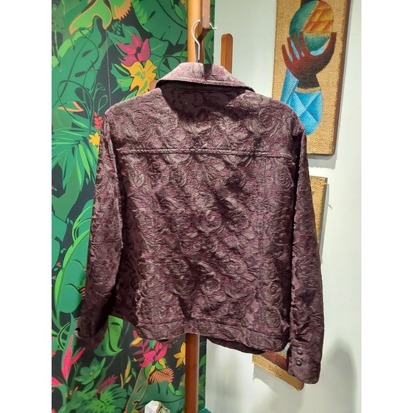 Croft and Barrow Brown Floral Embossed 4 pocket Jacket. Size XL. Grannycore - Picture 2 of 16
